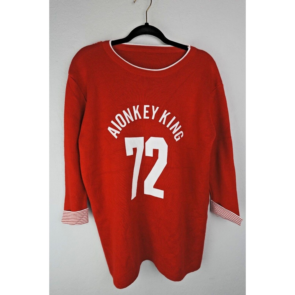 Aionkey King Unbranded Red Sweater No. 72 Red Stripe Sleeve‎ Size XL